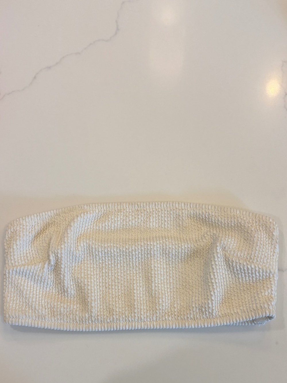 H&M White Textured Bandeau Bikini Top Size 6
